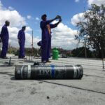 Installing APP waterproofing material